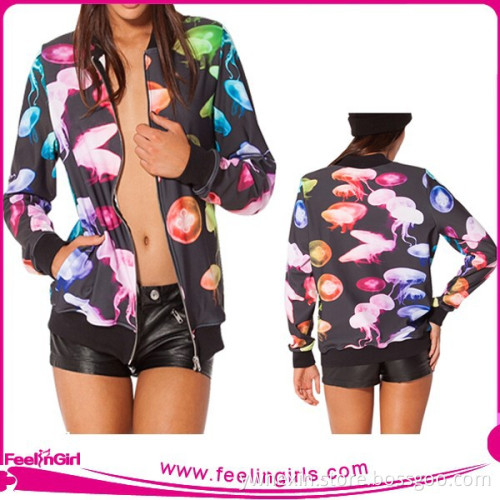 Digital printed devilfish women fashion jacket